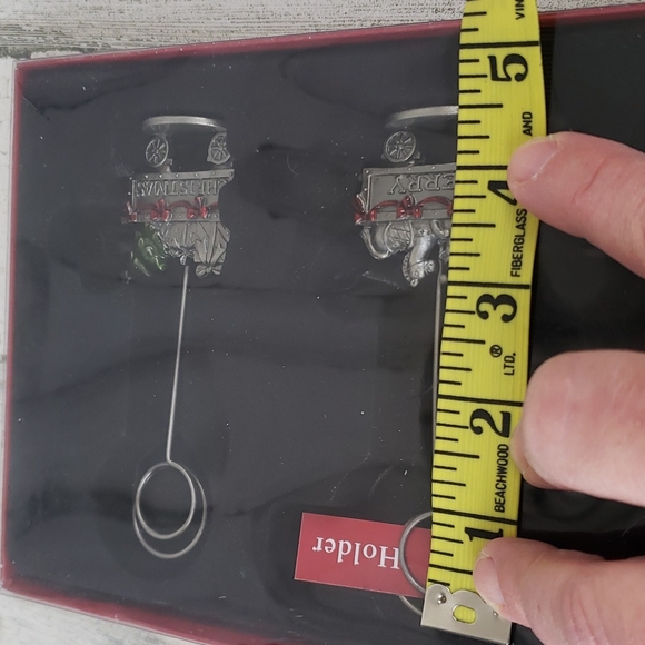 St. Nicholas Square set of 3 photo holders 4.5" tall Merry Christmas train - Picture 7 of 7